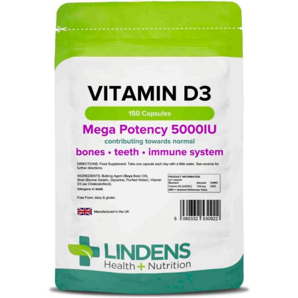 Vitamin D3 5000iu 150 Capsules Best Quality Vitamin D3 Capsules Adults and children aged 12 years and over: live well nationwide