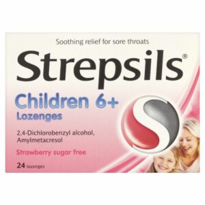 Strepsils Children 6+ Strawberry Sugar-Free – 24 Lozenges