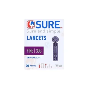 A picture of a box of 4SURE Lancets Fine 30G Single Use – Pack of 100